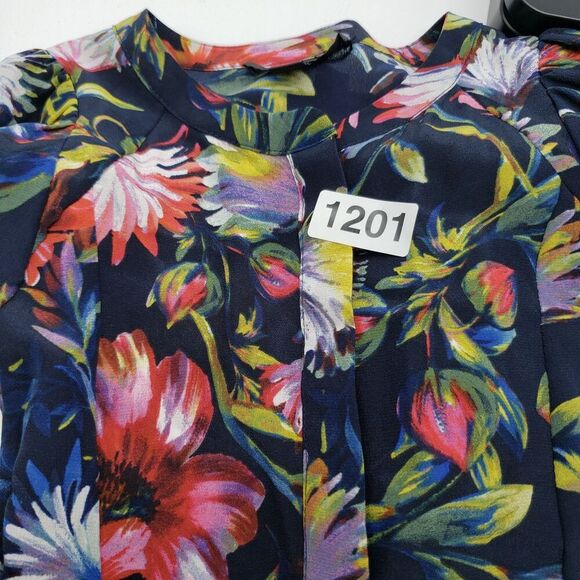 J Crew Shirt Womens XXS Petite Floral Silk Pleated Blouse Button Front K1823 - Picture 12 of 13